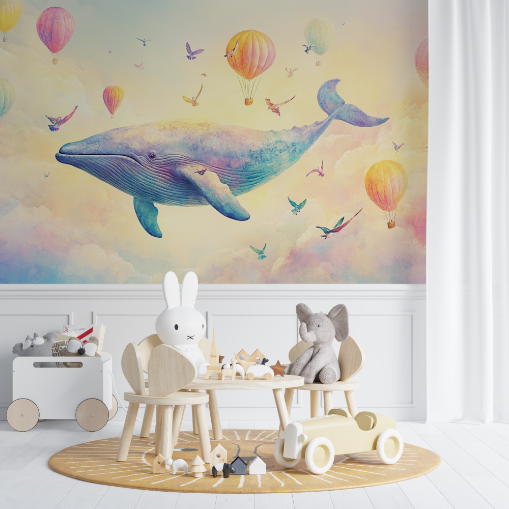 Whale and Hot Air Balloon Wallpaper | Murals Wallpaper