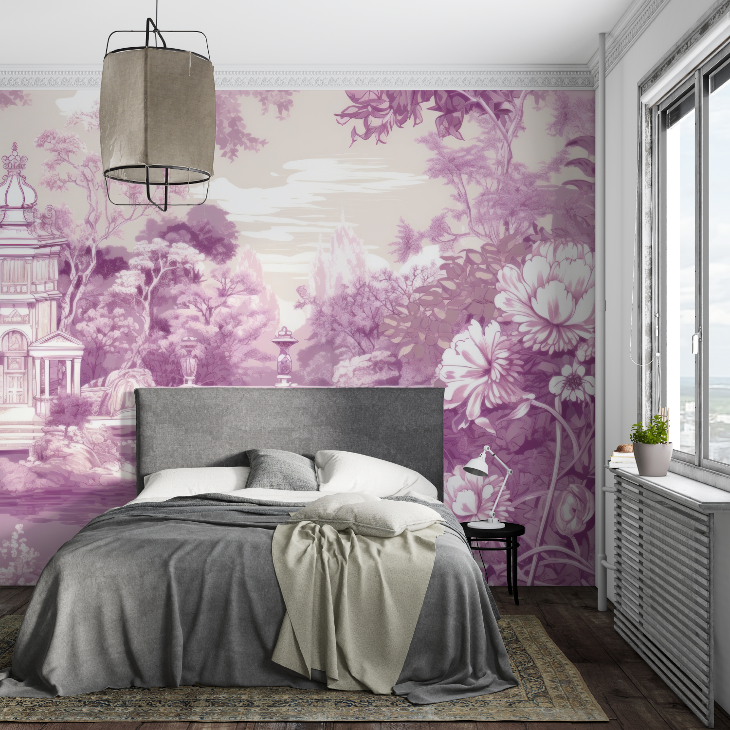 Purple Toile Wallpaper | Murals Wallpaper