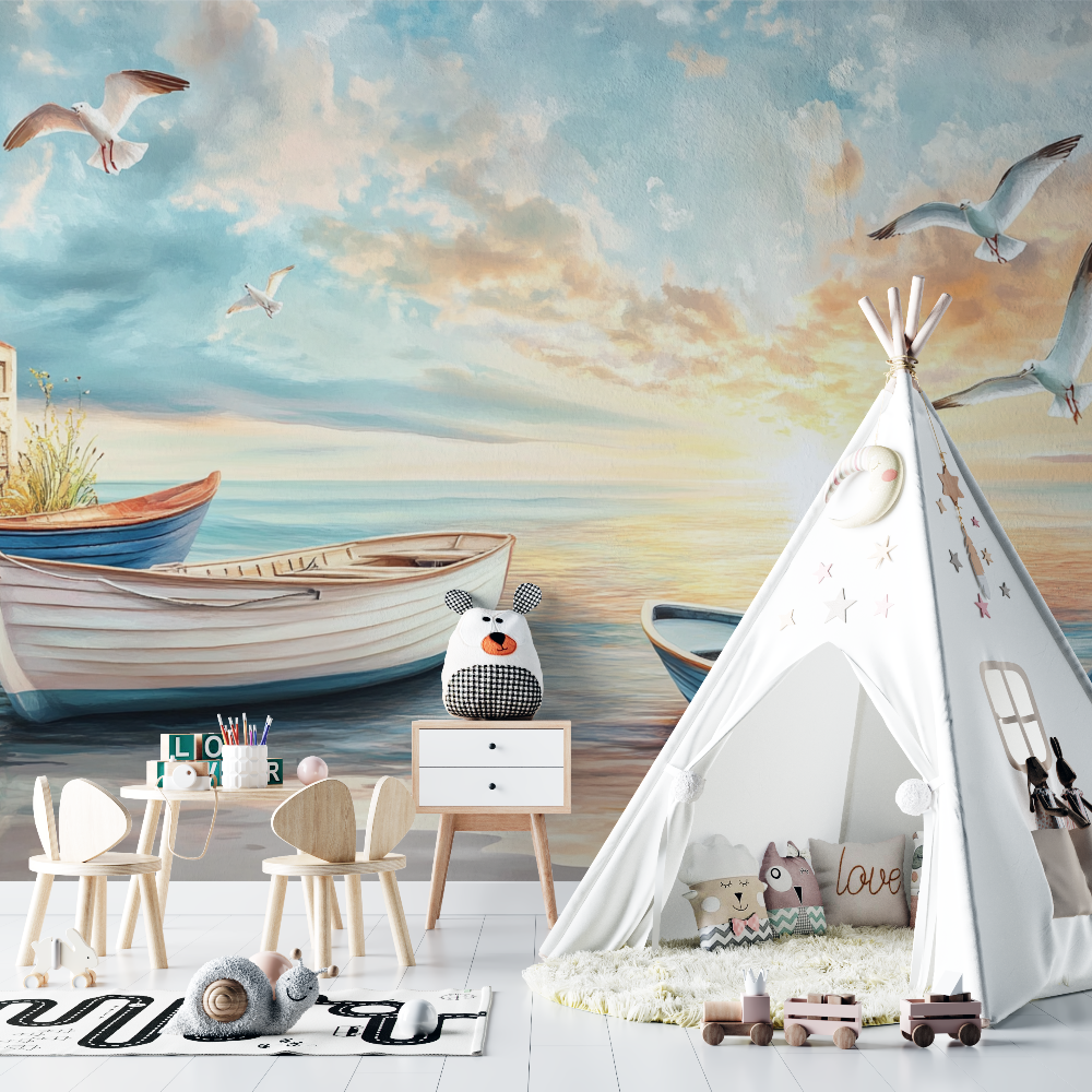 Nautische Docking-Tapete | Wandbildtapete