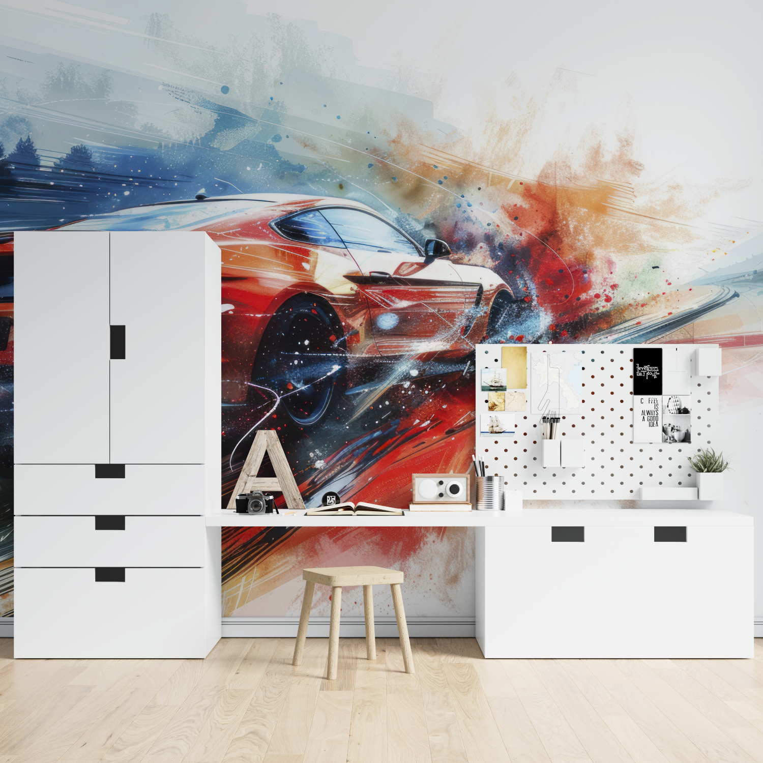 Tapete Mustang – Zimmer mit Garçon-Beleuchtung