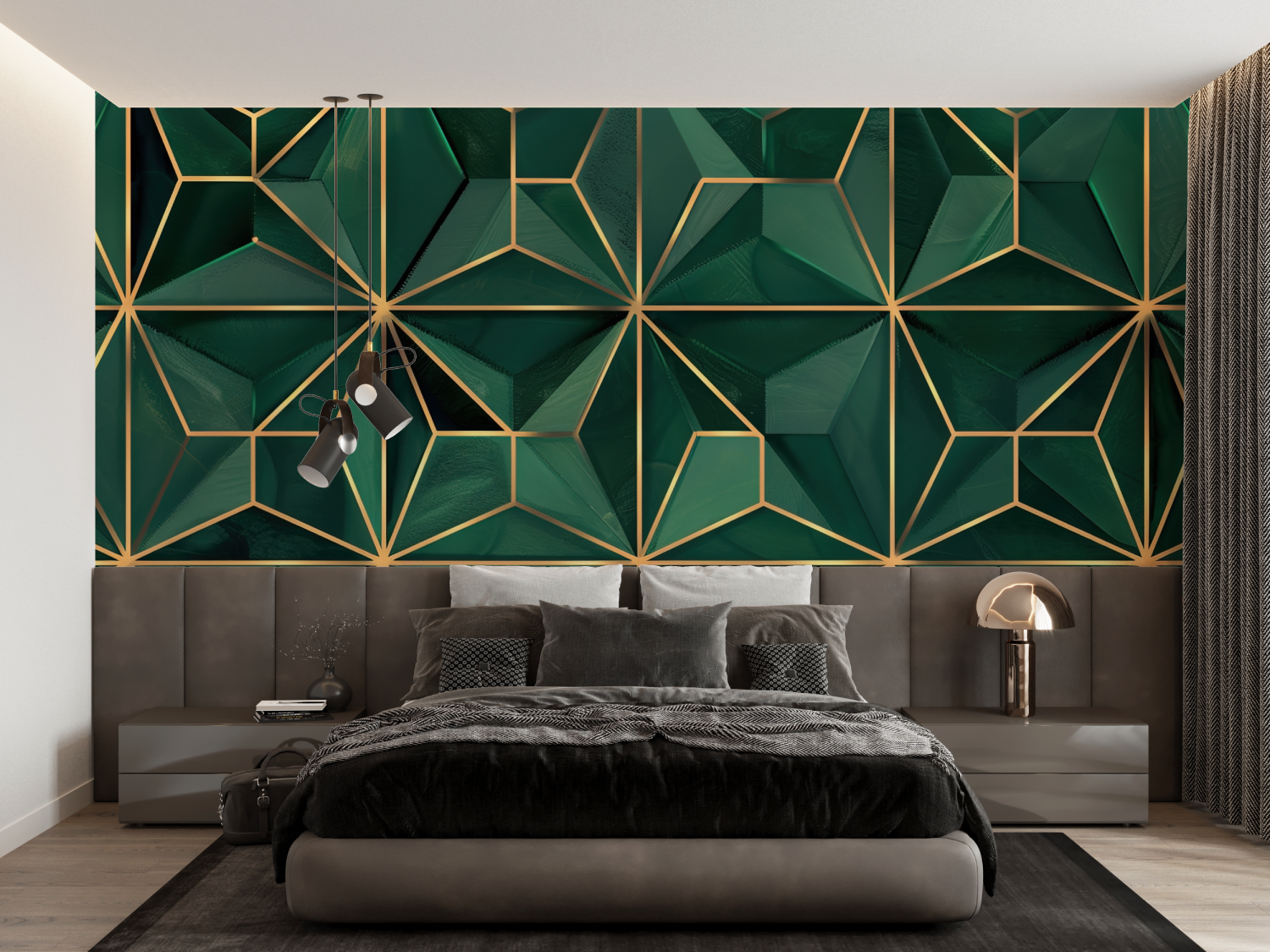 Emerald Green Patterned Wallpaper | Murals Wallpaper