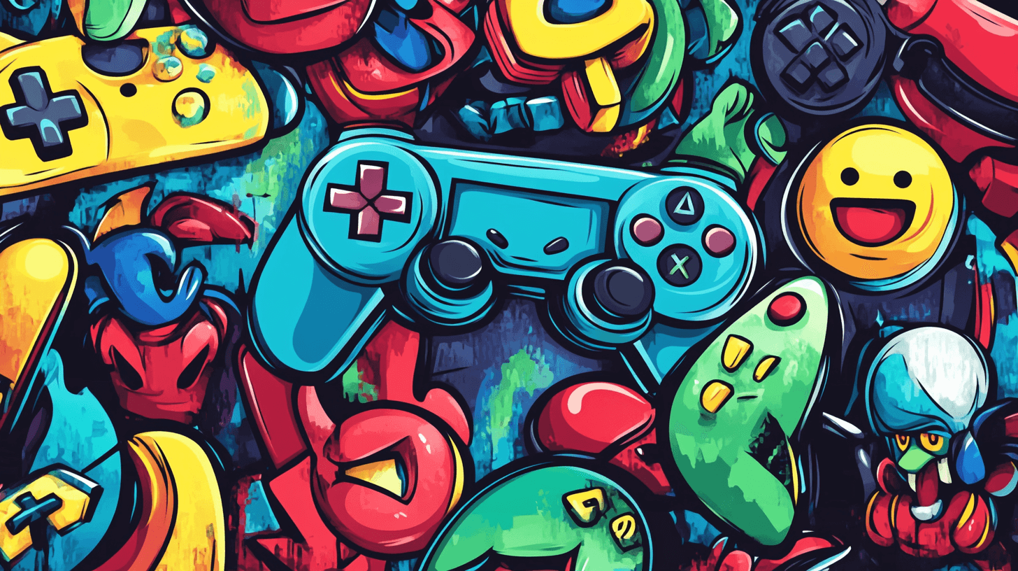 Classic Boy Video Game Graffiti Wallpaper | Murals Wallpaper
