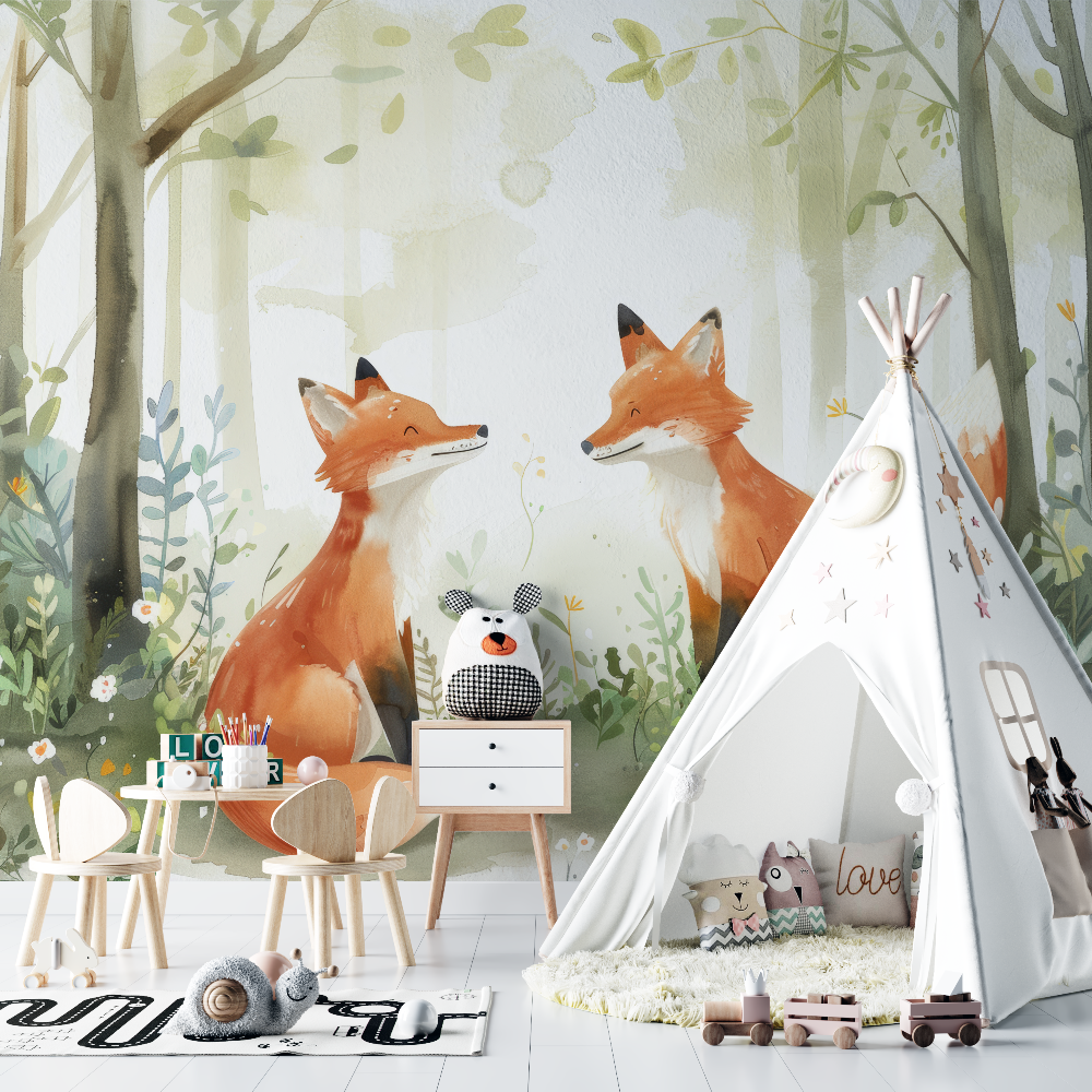 Forest Green Fox Wallpaper | Murals Wallpaper