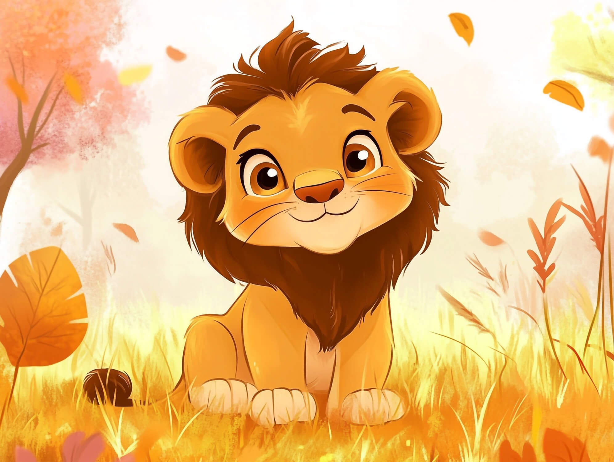 Lion Cub Cartoon Wallpaper | Murals Wallpaper