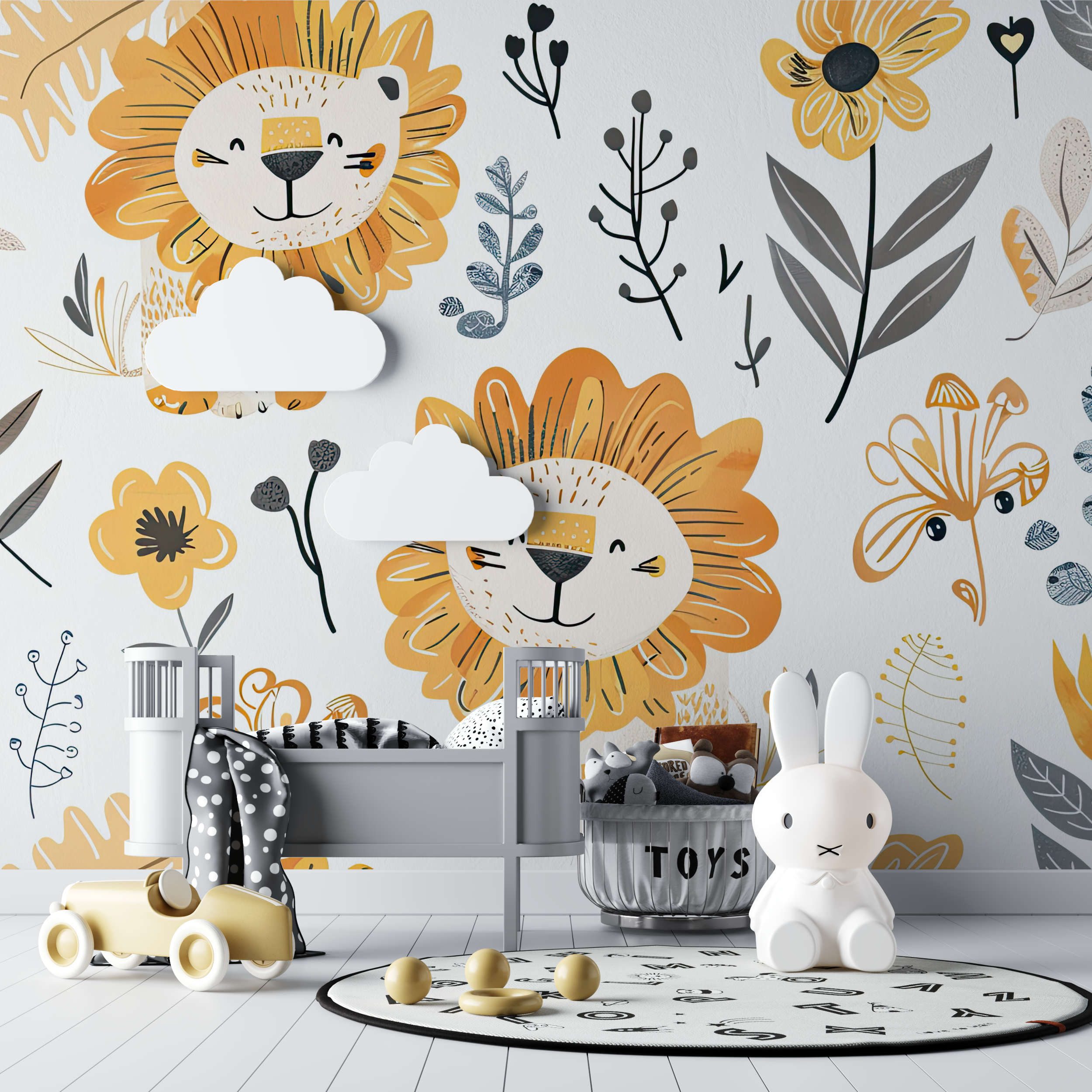 Bohemian Lion and Feathers Wallpaper | Murals Wallpaper