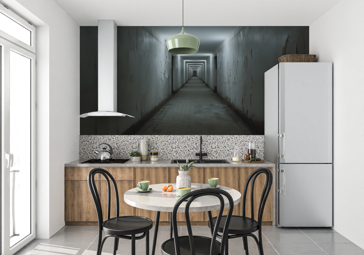 3D Trompe L'Oeil Wallpaper for Living Room | Murals Wallpaper