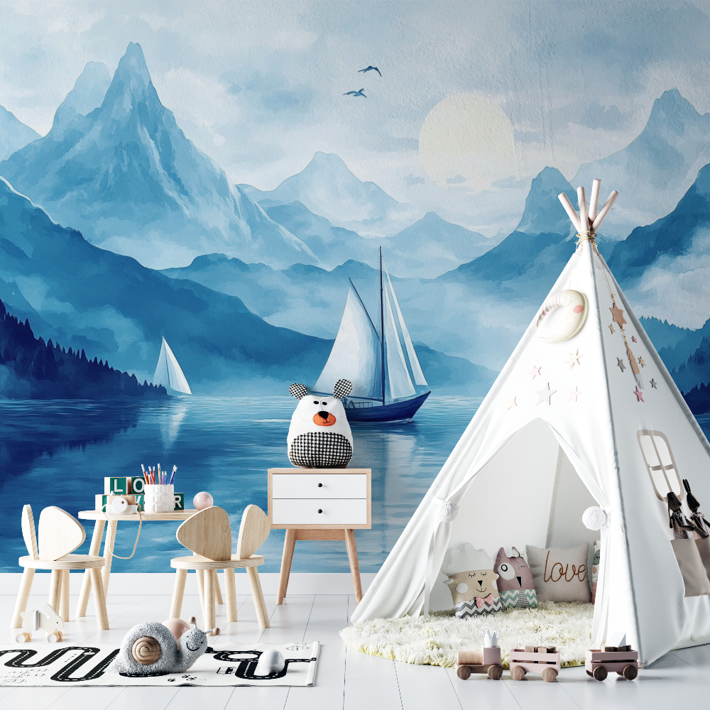 Sailboat and Mountain Wallpaper | Murals Wallpaper