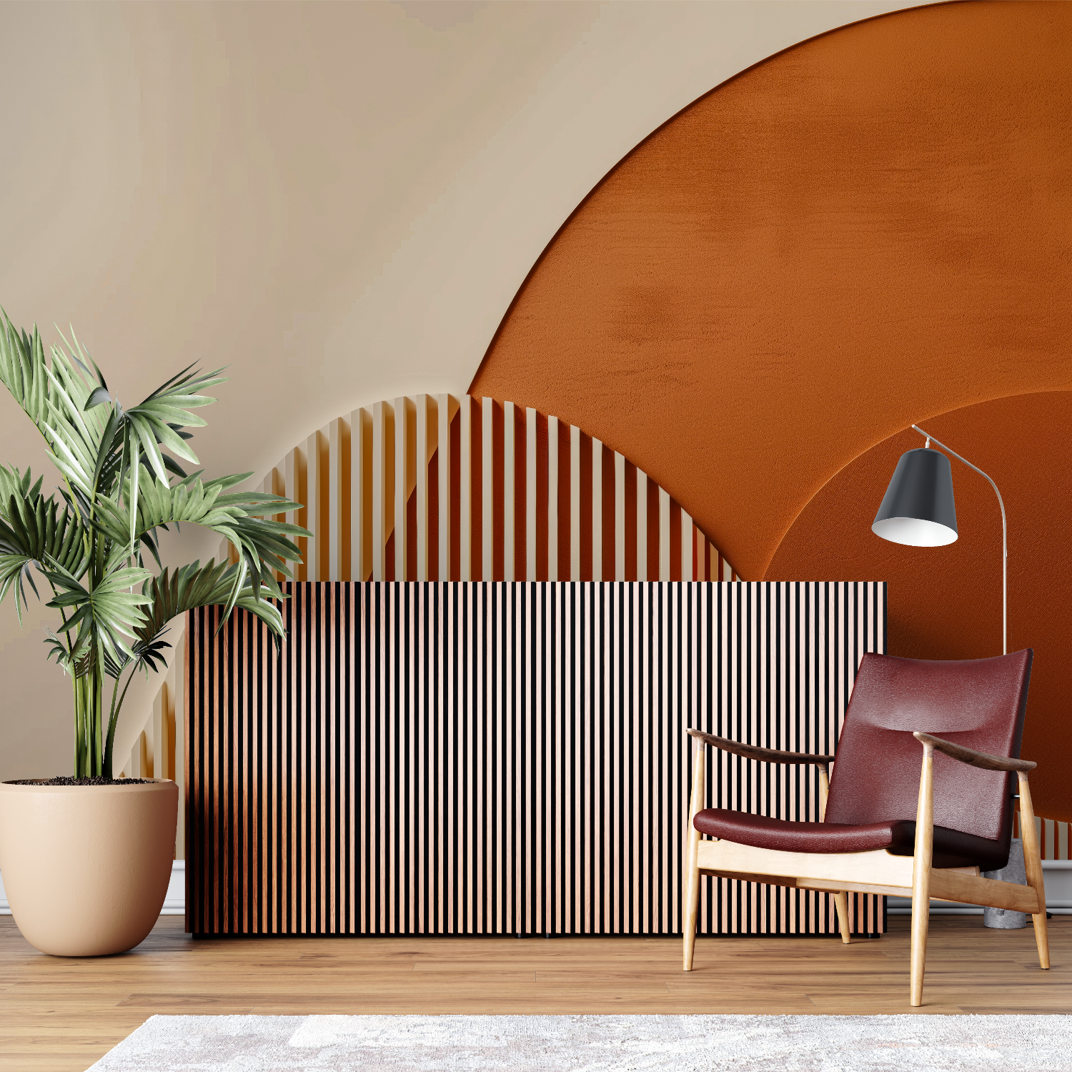 Orange Geometrische Tapete | Wandbilder Tapete