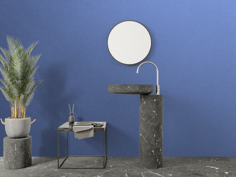 Solid Blue Wallpaper for Bathroom | Murals Wallpaper