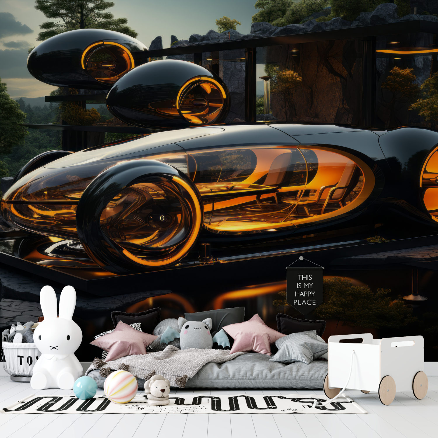 3D-Auto-Tapete für Zuhause | Wandbilder