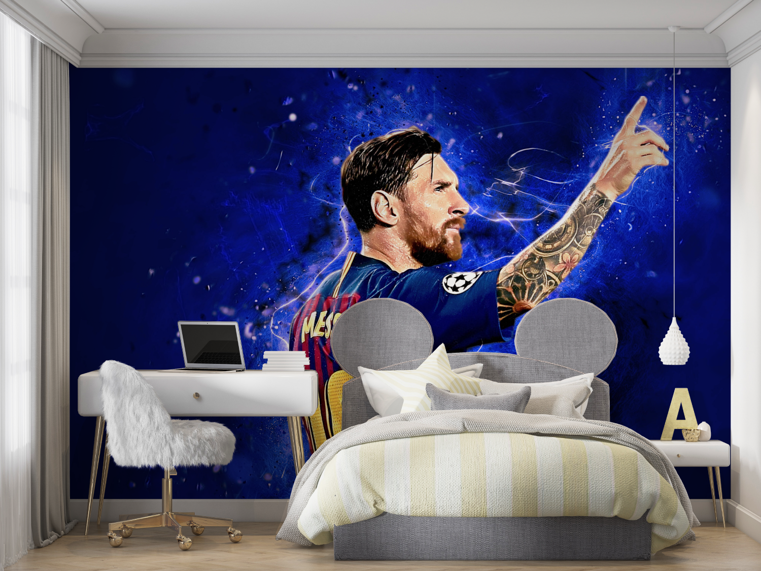 Messi-Blau-Tapete | Wandtapete