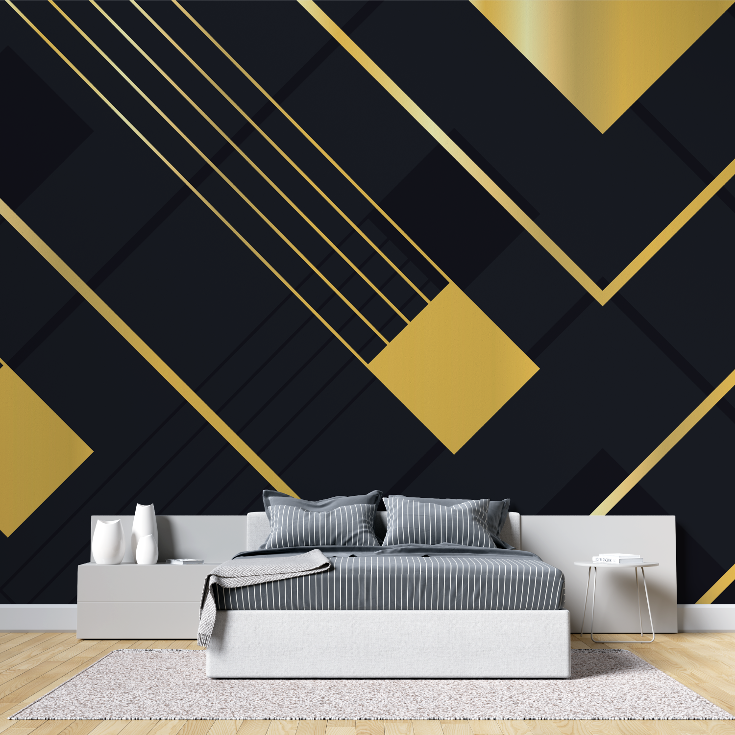 Schwarz-gelbe Grafik-Tapete | Wandbilder Tapete