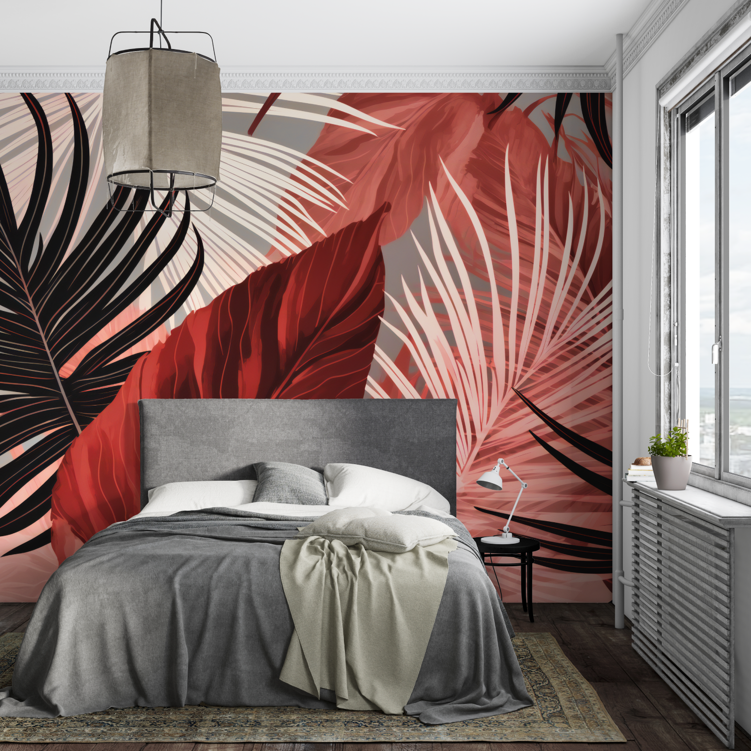 Gray and Red Wallpaper | Murals Wallpaper