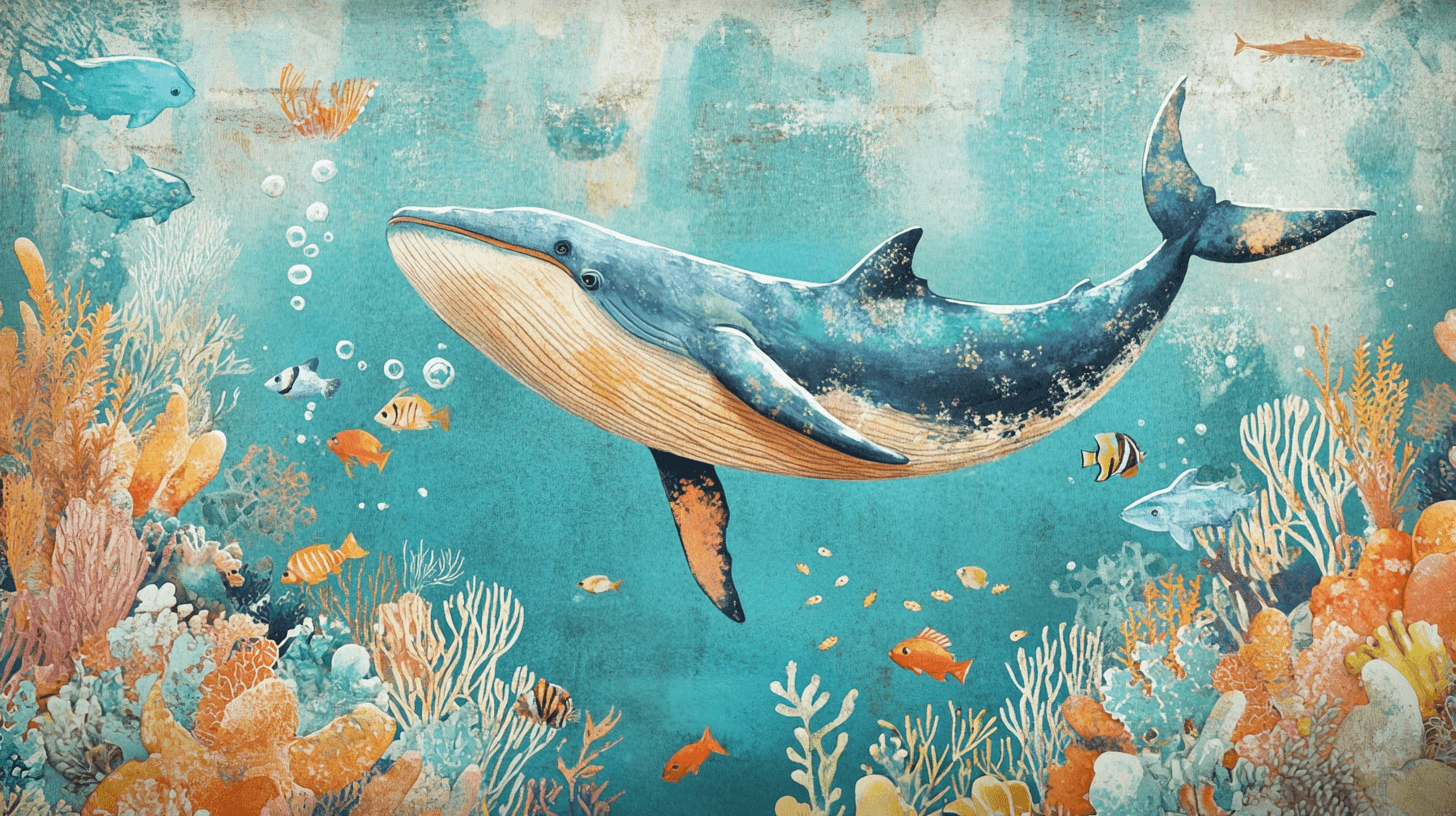 Whale and Coral Wallpaper | Murals Wallpaper