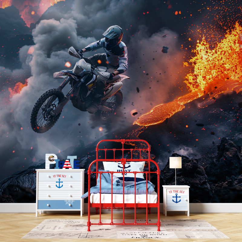 Boy's Motorcycle Flying Wallpaper | Murals Wallpaper