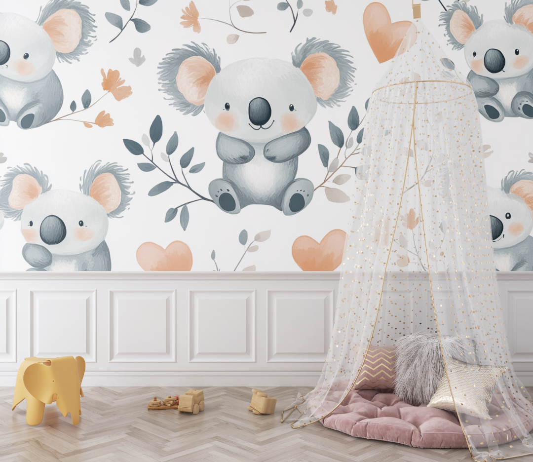 Koala and Little Hearts Wallpaper | Murals Wallpaper