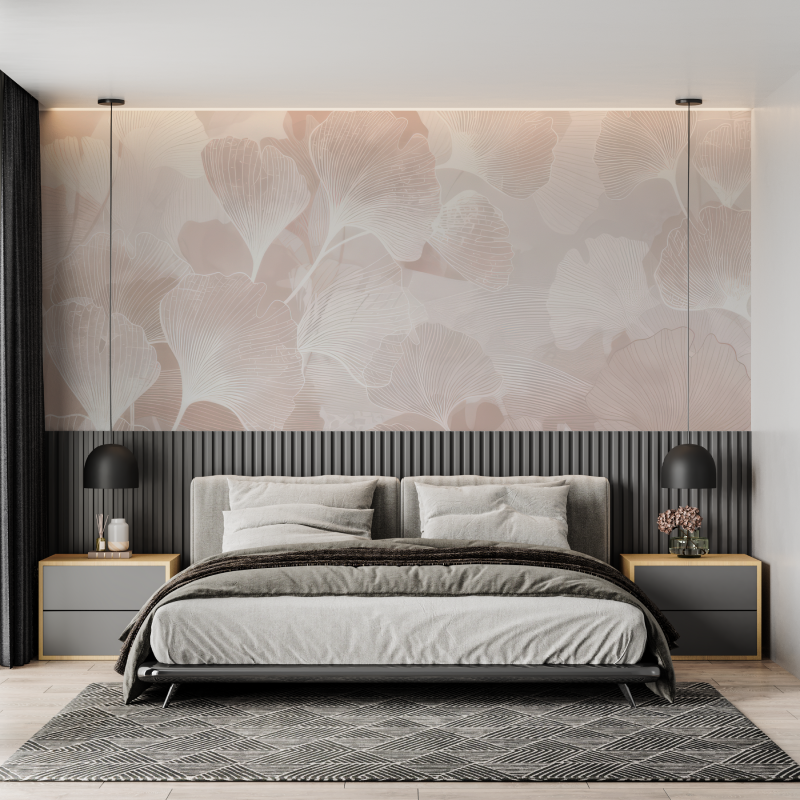 Powder Pink Floral Cozy Wallpaper | Murals Wallpaper