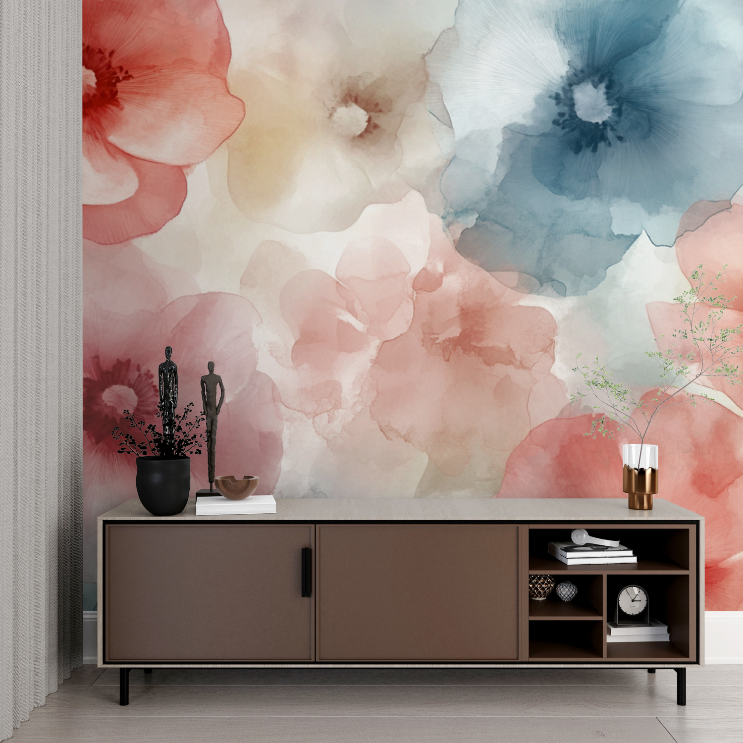 Delicate Airy Floral Watercolor Wallpaper | Murals Wallpaper