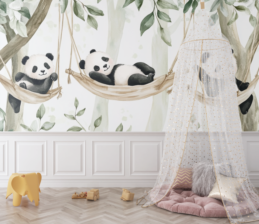 Baby Panda and Hammock Wallpaper | Murals Wallpaper
