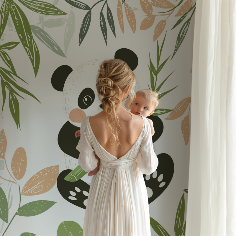 Papier-Panda-Kinderzimmer in Grün, BB123