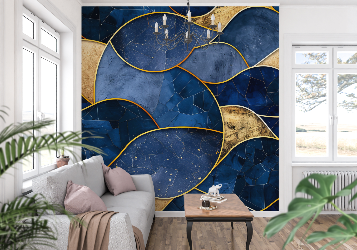 Blaue und goldene Tapete | Murals Wallpaper