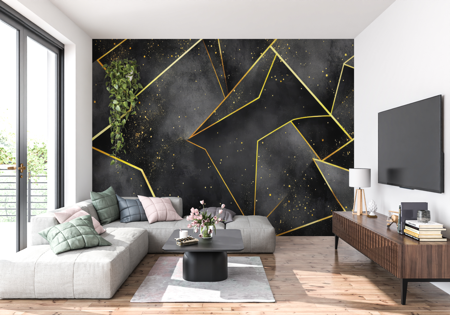 Geometric Black and Gold Wallpaper | Murals Wallpaper