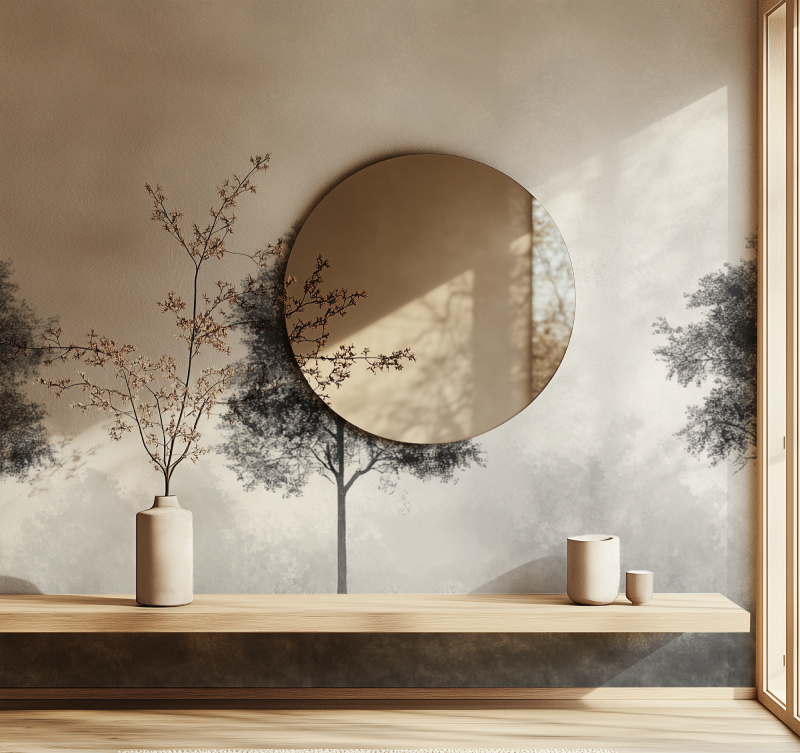 Graue und schwarze Baumtapete | Wandtapete