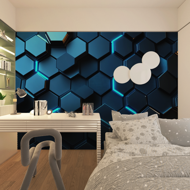 Futuristisches Hexagon-Gamer-Wallpaper | Wandbilder