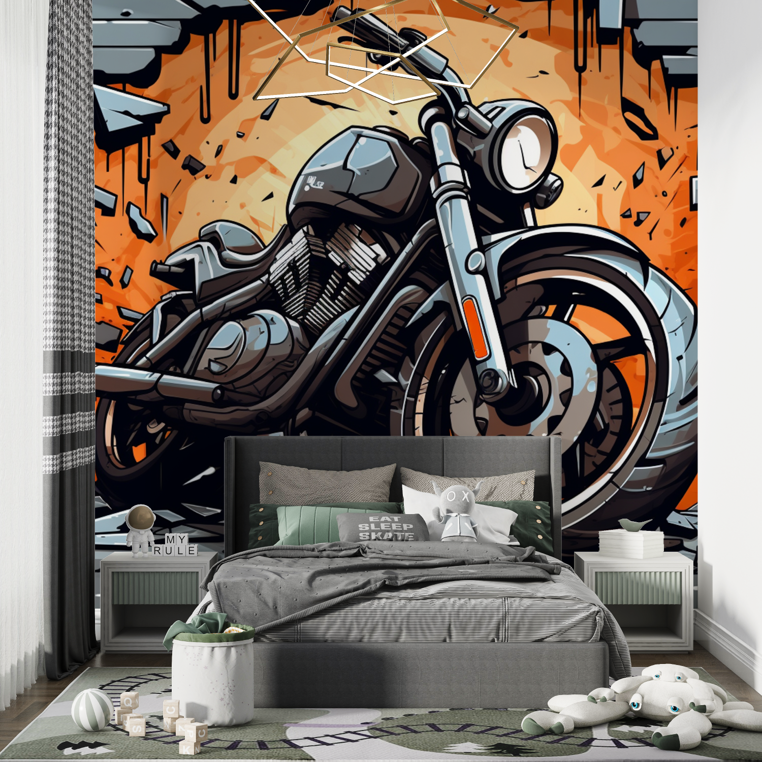 3D Motocross Graffiti Tapete | Wandbilder Tapete