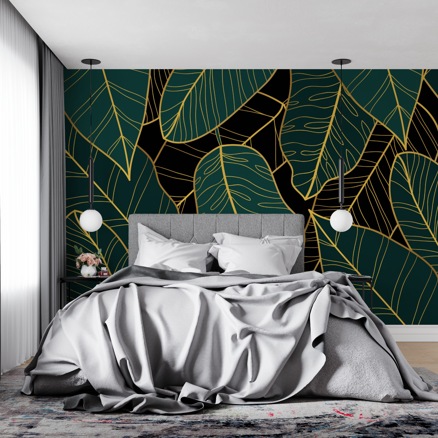 Dark Green and Gold Wallpaper | Murals Wallpaper
