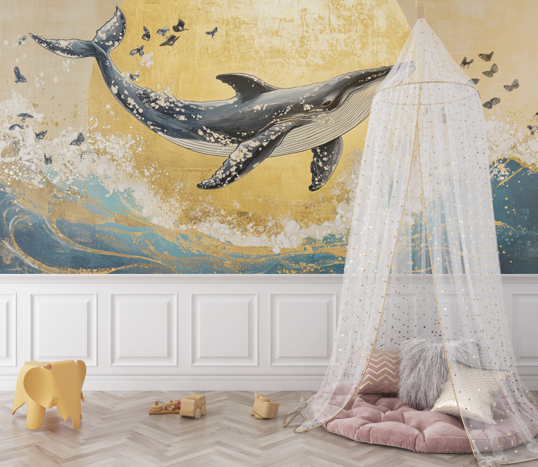 Whale and Sun Wallpaper | Murals Wallpaper