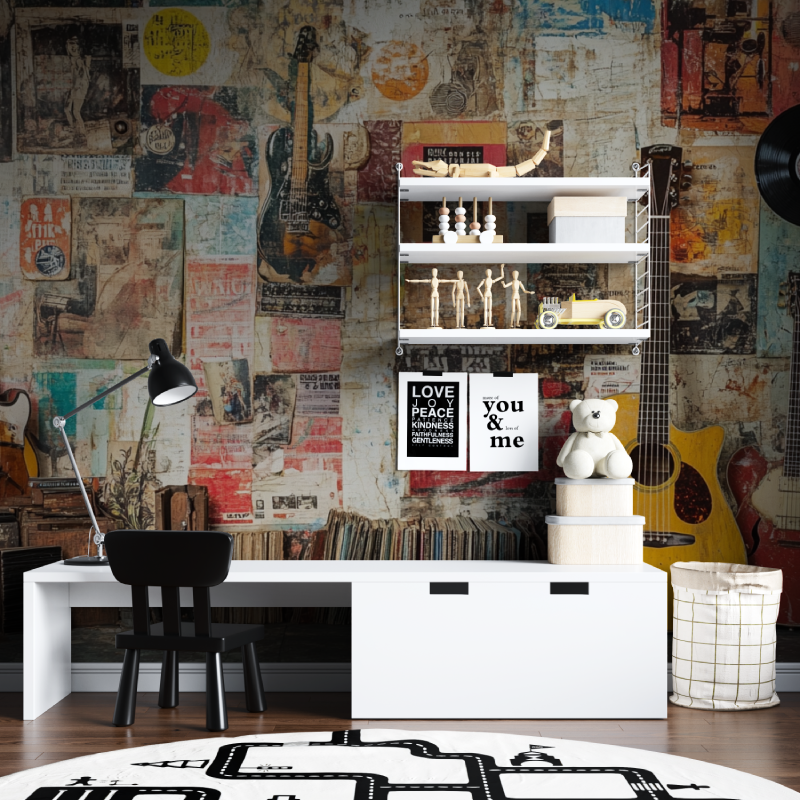 Vintage-Tapete im Stil eines Jugendzimmer-Wandteppichs