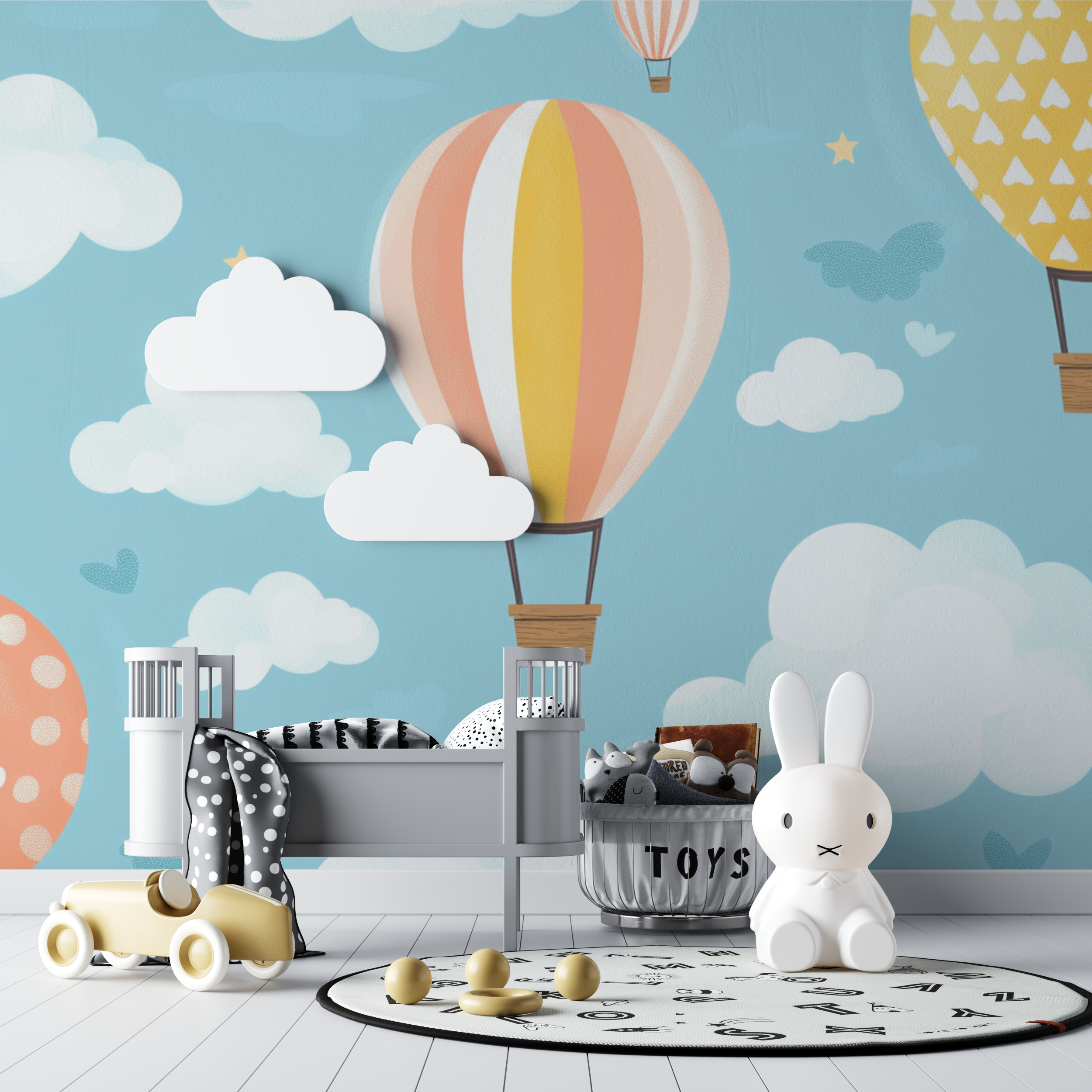 Heißluftballon und Wolken Tapete | Wandbilder Tapete