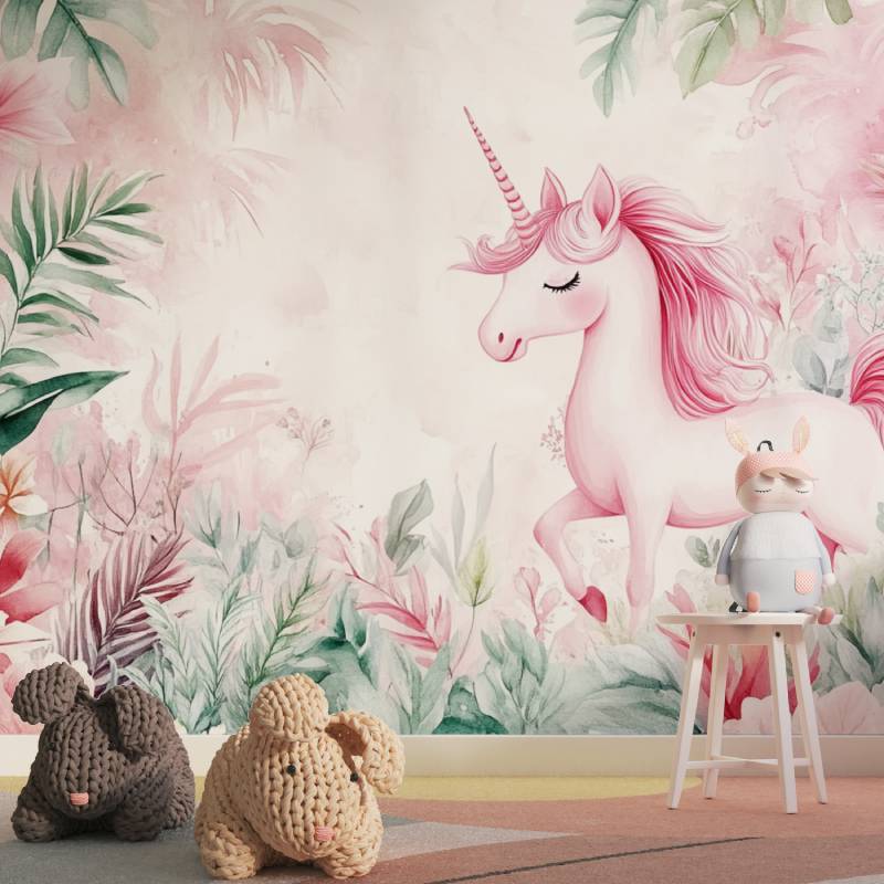 Princess Unicorn Tropical Garden Wallpaper | Murals Wallpaper