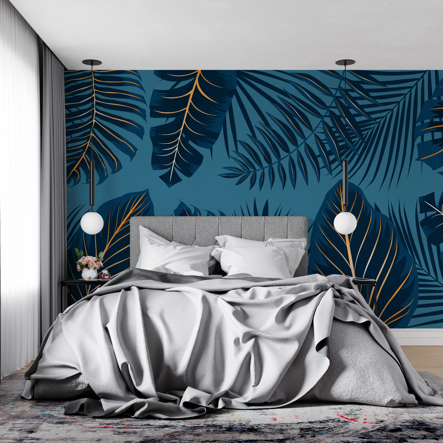 Teal Tropical Wallpaper | Murals Wallpaper
