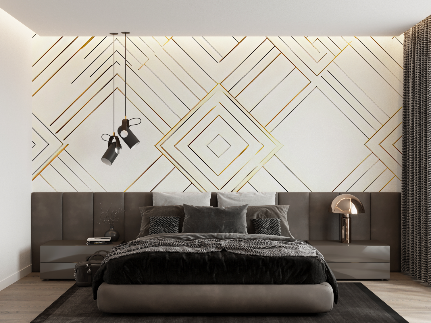 Gold and White Patterned Wallpaper | Murals Wallpaper