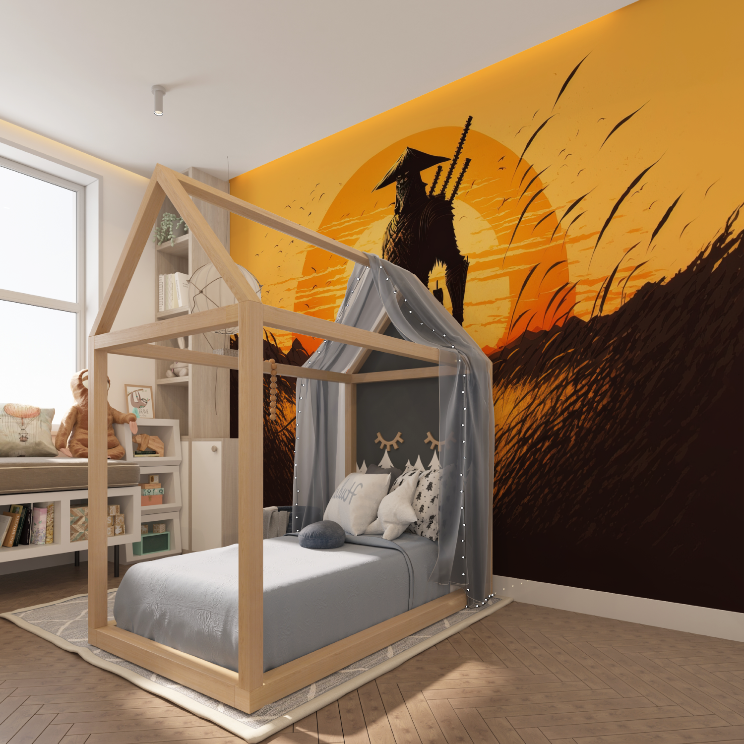 Orange Samurai Wallpaper | Murals Wallpaper