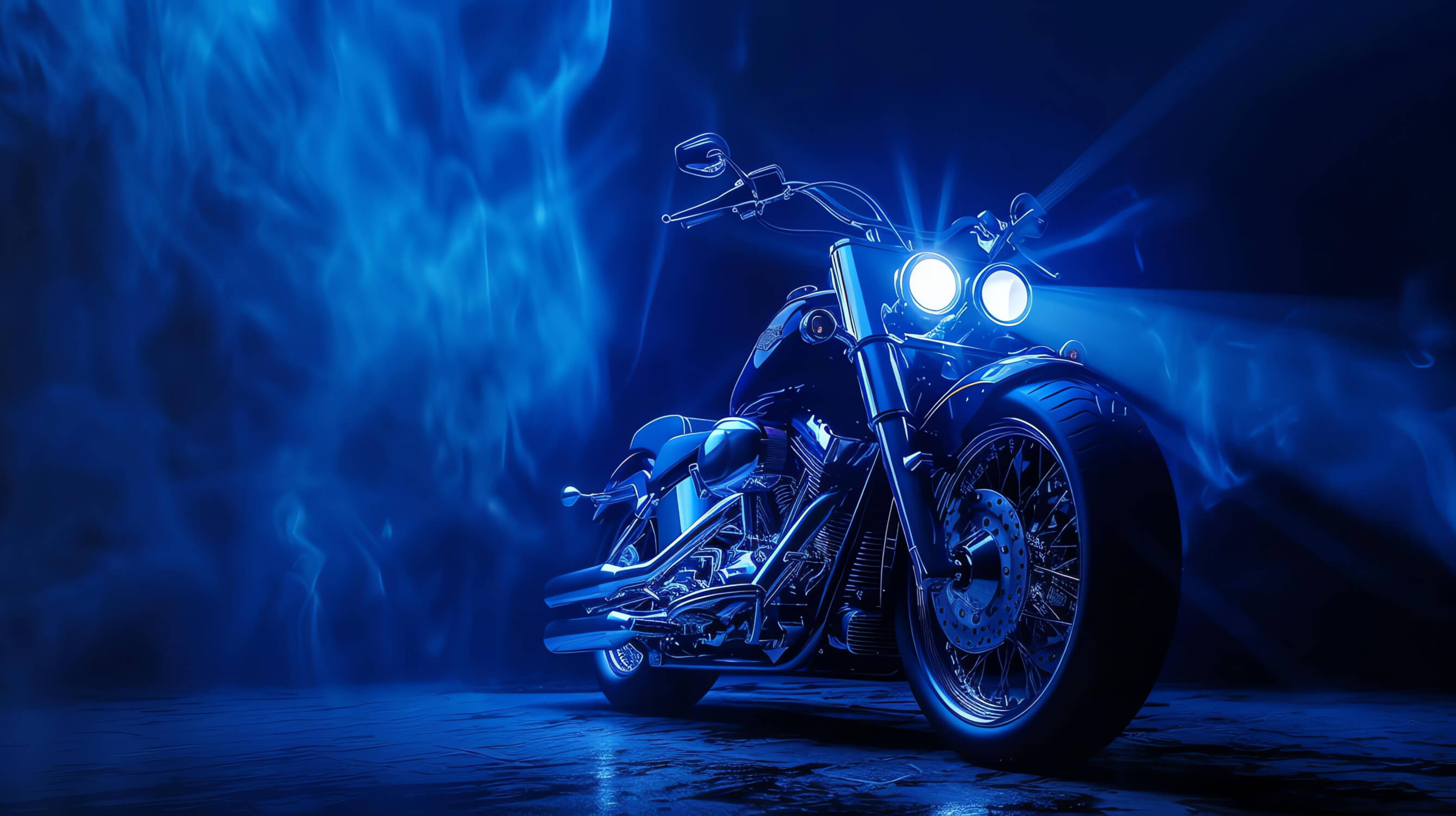 Beautiful Blue Tone Motorcycle Wallpaper | Murals Wallpaper