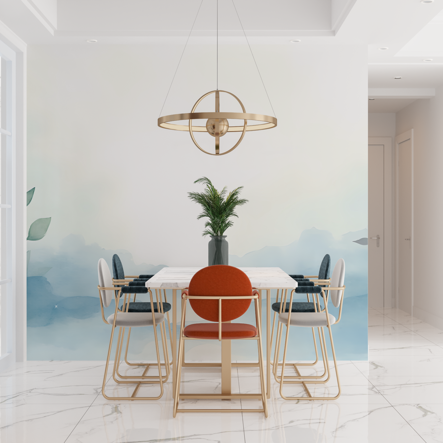 Watercolor Botanical Blue Wallpaper | Murals Wallpaper