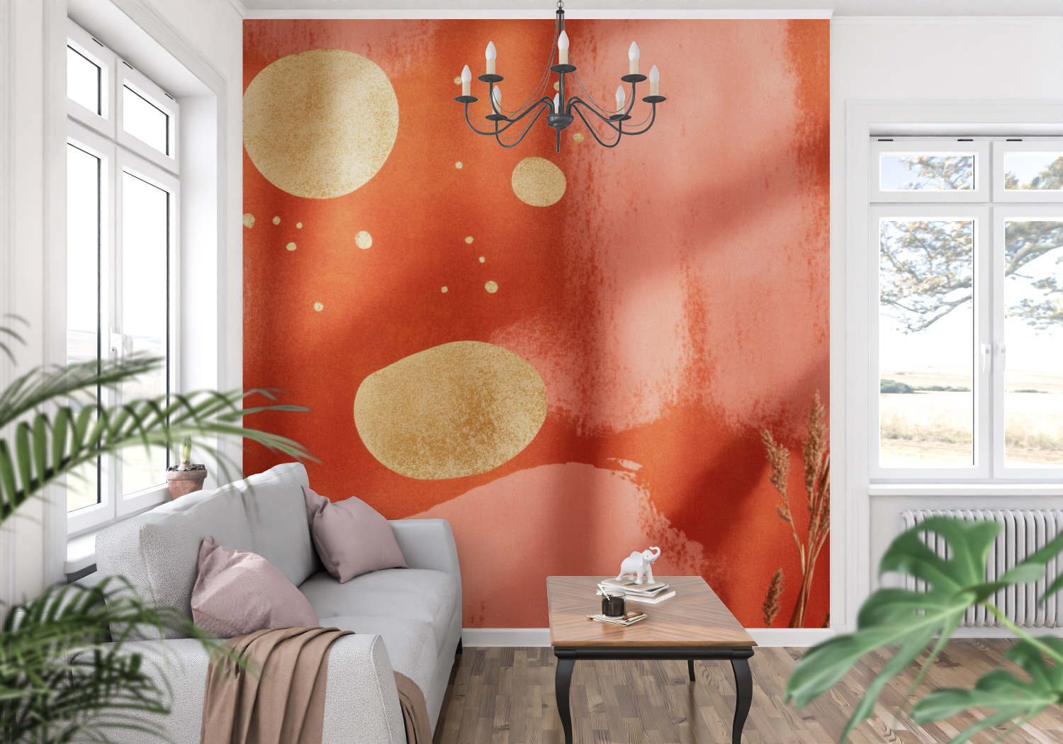 Terracotta Modern Golden Sparkle Wallpaper | Murals Wallpaper