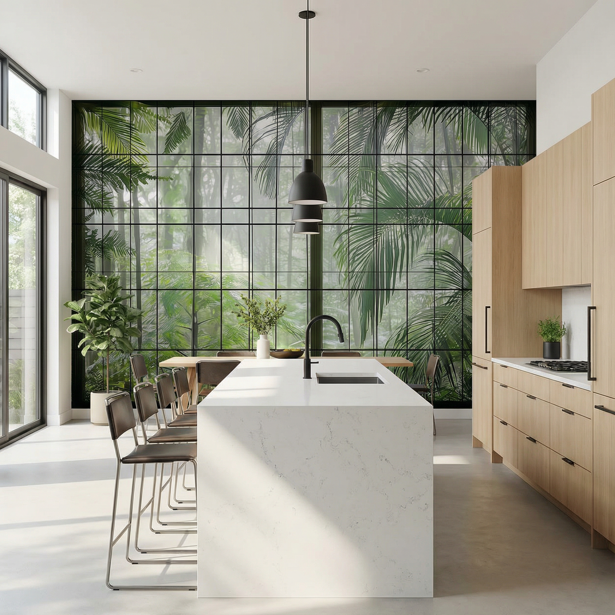 Tropical Jungle Window View Mural Wallpaper