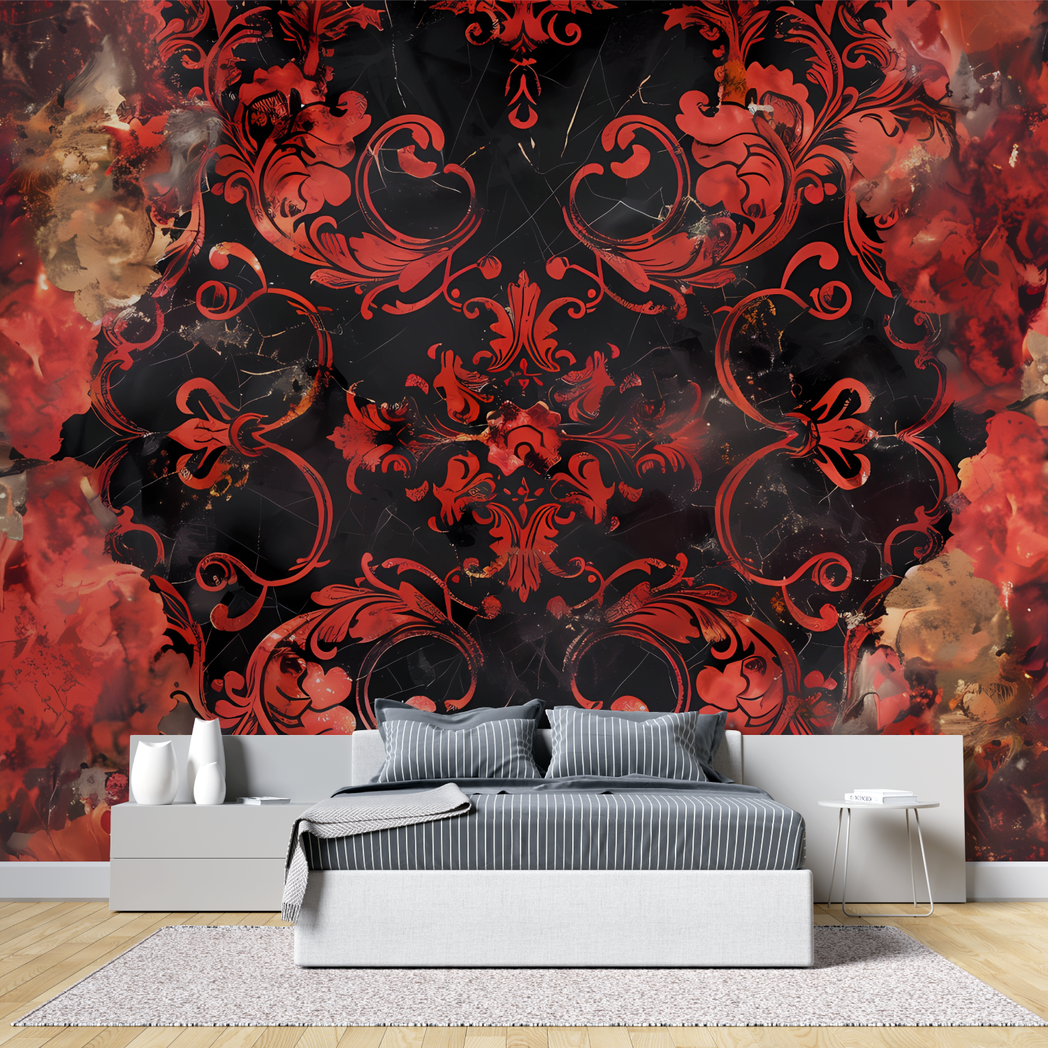 Red and Black Baroque Wallpaper | Murals Wallpaper