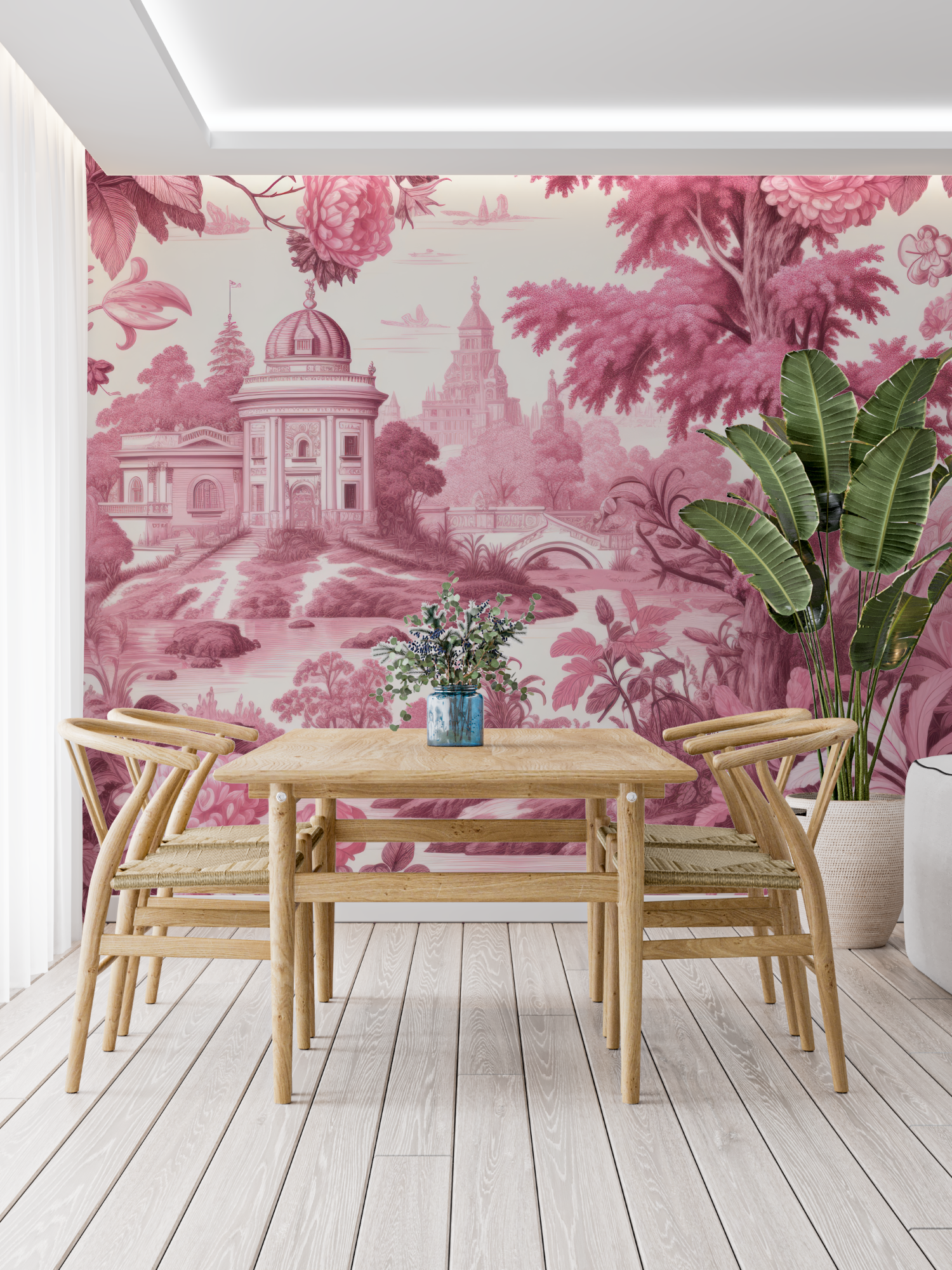 Leuchtend rosa Toilettentapete | Wandbilder Tapete