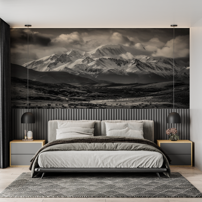 Black and White Mountain Wallpaper - Les Aravis | Murals Wallpaper