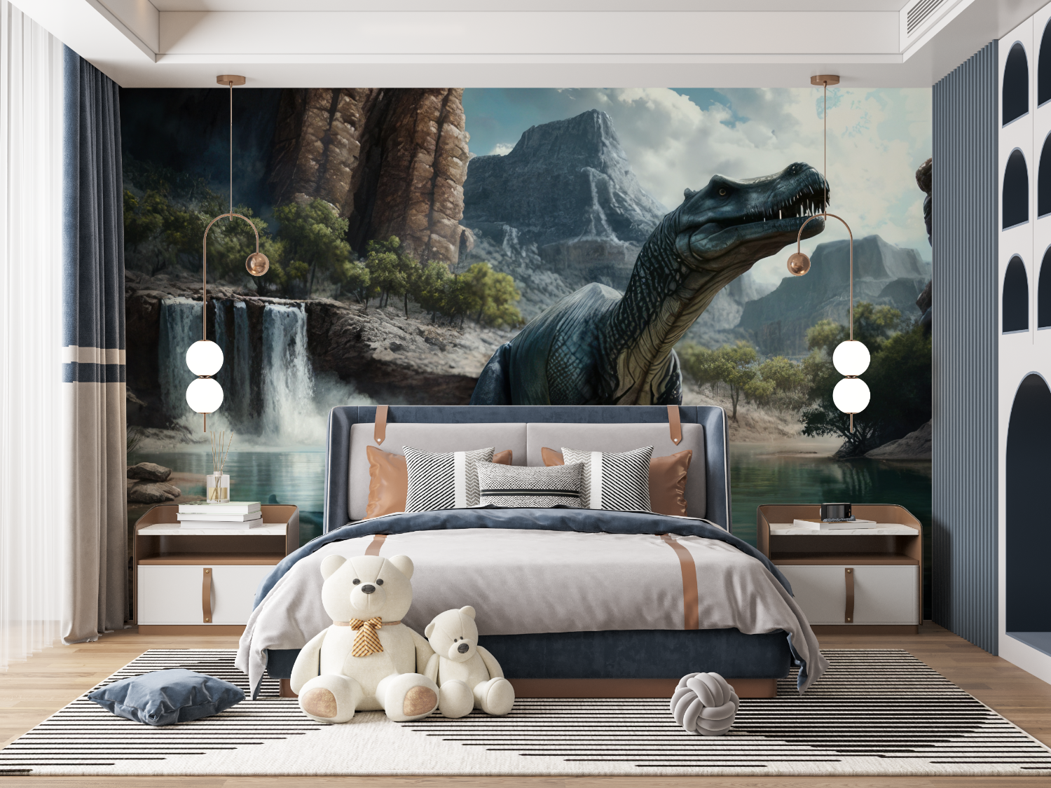 Dinosaurier-Tapetenzeichnung | Wandbilder