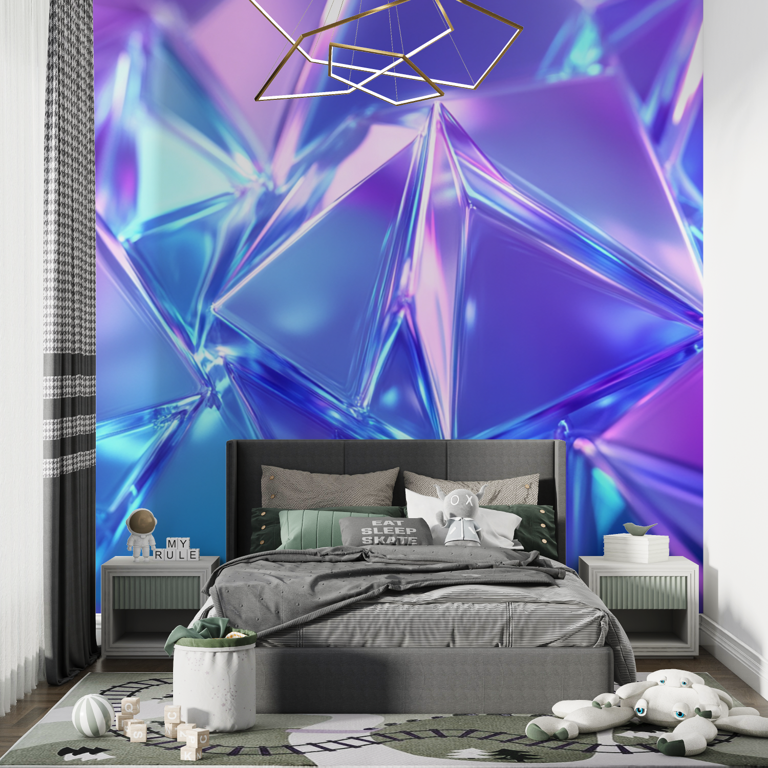Blue Neon Crystal Wallpaper | Murals Wallpaper