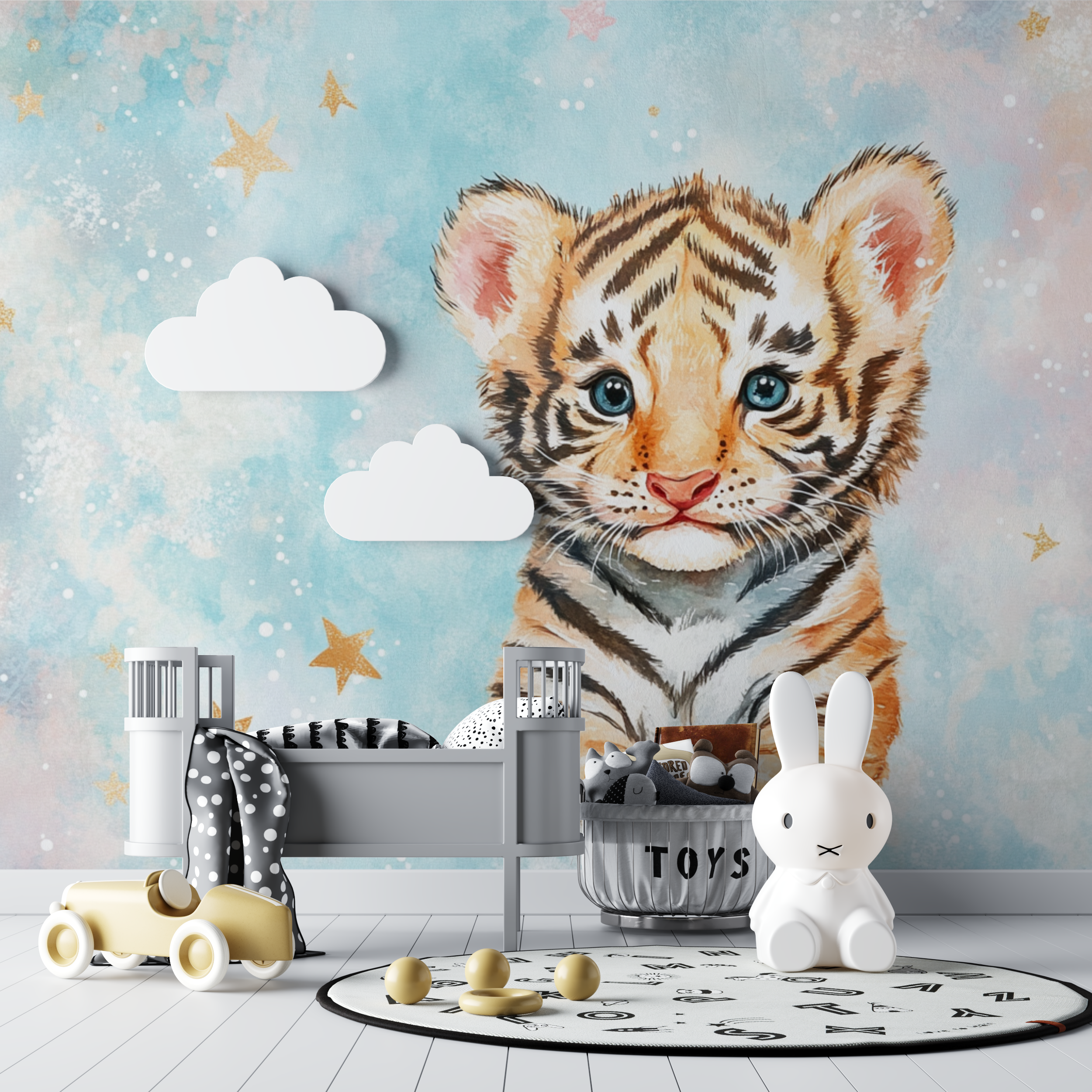 Tiger and Stars Wallpaper | Murals Wallpaper