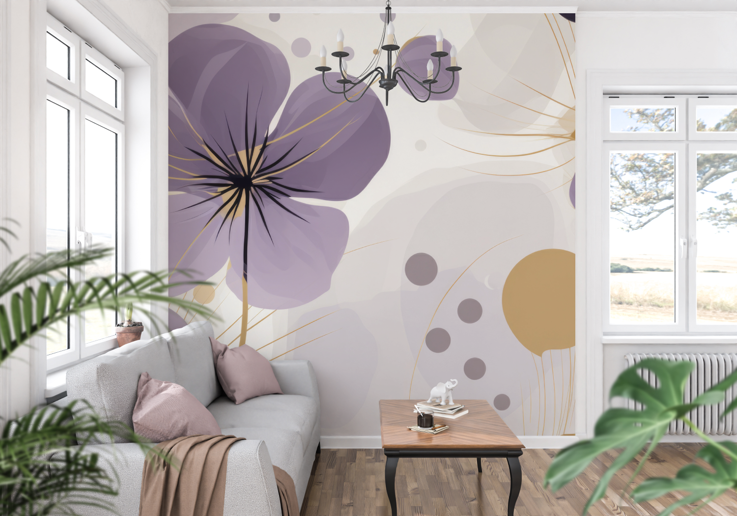 Purple and Gray Wallpaper | Murals Wallpaper