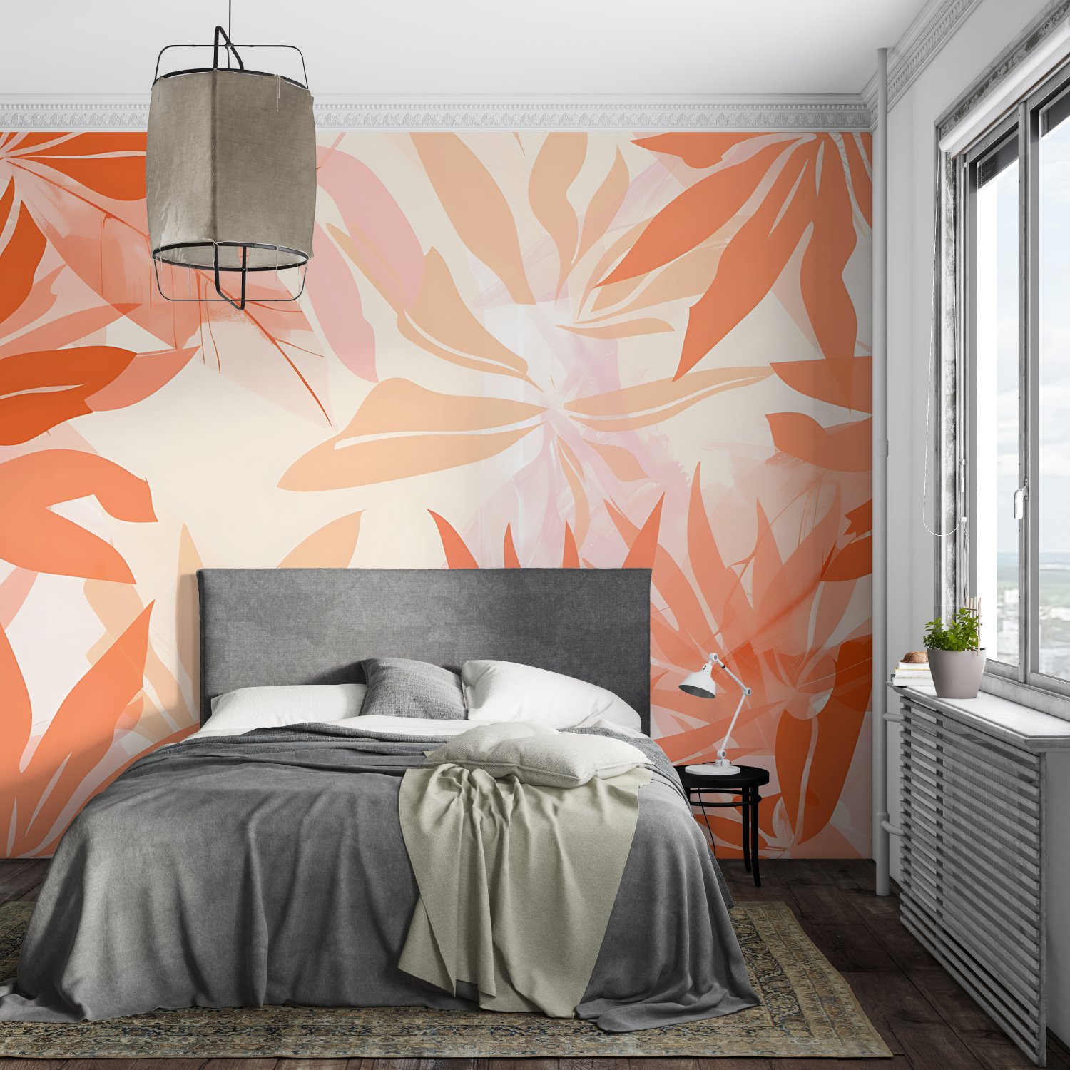 Orange Tropical Print Wallpaper | Murals Wallpaper