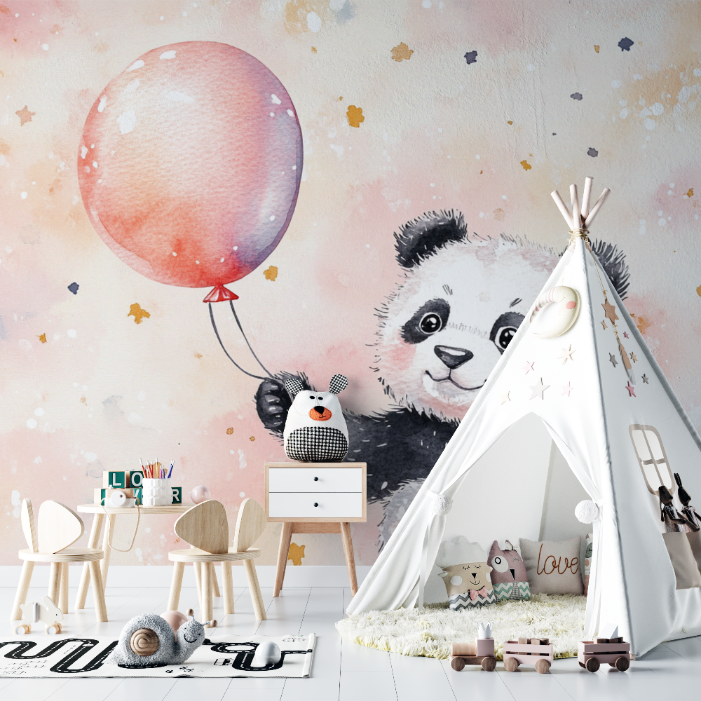 Panda Wallpaper with Balloon | Murals Wallpaper